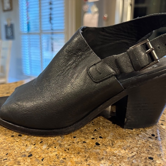 Eileen Fisher GLANCE black leather slingback mule with open toe size 10 - Picture 3 of 7